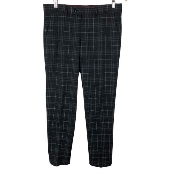 ZARA MAN Mens Plaid Flat Front Slim Dress Pants Size 31 - Picture 3 of 11